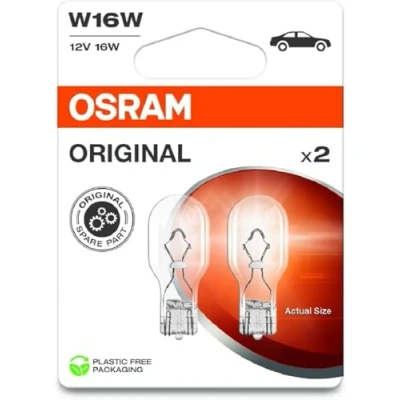 Abbildung von Osram ORIGINAL LINE 12V, W16W, Signallampen mit Glasquetschsockel, Doppelblister (2 Lampen), white