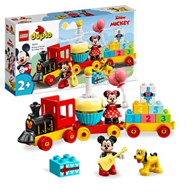 Abbildung von LEGO 10941 DUPLO Disney Mickys und Minnies Geburtstagszug, Spielzeugzug mit Kuchen Ballons, Geschenk für Kleinkinder ab 2 Jahren