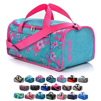 Abbildung von meteor 20 40 L Sporttasche Kinder Badetasche Herren schwimmtasche Schultertaschen Reisetasche Urlaubstasche klein Fitnesstasche Riementasche Schule Taschen Kindertaschen (Blue/Pink Flowers, L)