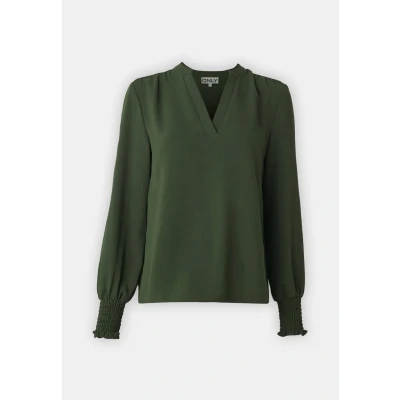 Abbildung von ONLY Onlmette V NECK Smock Top, Damen, Größe: Medium, Dark green