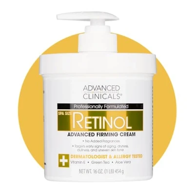Abbildung von Advanced Clinicals Retinol Cream. Spa Size for Salon Professionals. Moisturizing Formula Penetrates Skin to Erase the Appearance of Fine Lines &amp; Wrinkles. Fragrance Free. 16oz by
