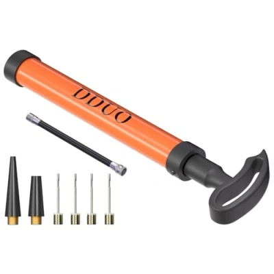 Abbildung von DDUO Tragbare Ballpumpe, Luftpumpe mit Nadel, Düse, Verlängerungsschlauch für Basketbälle, Fußball, Volleyball, Rugby, Fast Air Inflator (Orange Pro)