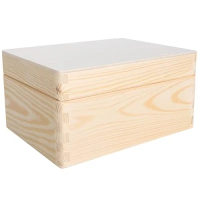Abbildung von Creative Deco Holzkiste mit Deckel 19,5 x 15 10 cm (+/ 1cm) Erinnerungsbox Baby Klein Holzbox Unlackiert Kasten Für Dokumente Wertsachen Spielzeuge Werkzeuge ROH