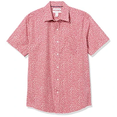 Abbildung von Amazon Essentials Herren Kurzärmeliges Hemd aus Popeline, Normale Passform, Verwaschenes Rot Rosen, M