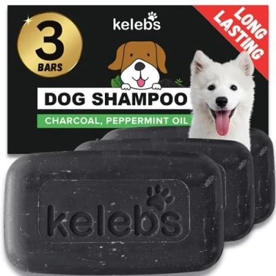 Abbildung von KELEBS hundeshampoo Sensitiv Fellpflege Hund welpen Beruhigende natürliche Hunde Shampoo Seifenstücke mit Lavendel Öl &amp; Haferflocken Vegan 3er Pack (Charcoal)