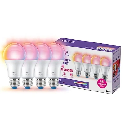 Abbildung von WiZ E27 LED Lampe Tunable White &amp; Color, TESTSIEGER Stiftung Warentest (01/2024), dimmbar, 60W, 16 Mio. Farben, smarte Steuerung per App/Stimme über WLAN, Viererpack