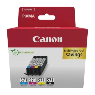 Abbildung von Canon CLI 571 C M Y BK Vorteilspack 4 Tintenpatronen (Schwarz, Cyan, Magenta, Gelb) Original [Umweltfreundliche Recycle Kartonverpackung 2024 mit Diebstahl Sicherungsetikett]
