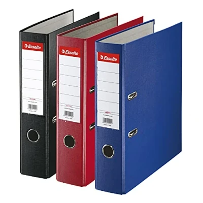 Abbildung von Esselte Ordner, A4, 3er Pack, 75 mm Rückenbreite, Kunststoff, schwarz, 628327