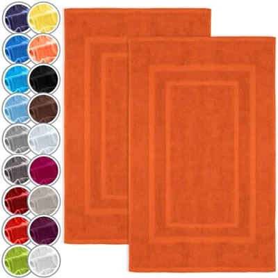 Abbildung von NatureMark 2er Pack Badvorleger Premium Qualität 100% Baumwolle 50 x 80 cm Duschvorleger Duschmatte Doppelpack Farbe: Terrakotta