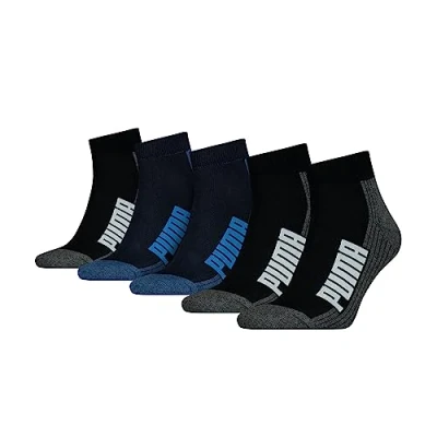 Abbildung von Puma Unisex Bwt Cushioned Quarter (5 Pack) Socks, Blue Black, 43 46 EU