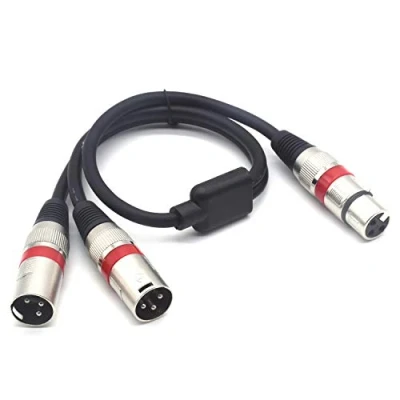 Abbildung von SiYear Symmetrisches Mikrofon Patchkabel, Y Kabel, XLR Buchse auf Dual Stecker, 3 polig, Splitterkabel, Audio Adapter (XLR F zwei M), 50 cm