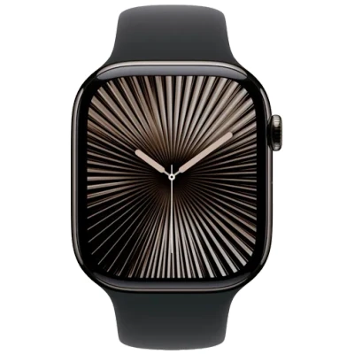 Abbildung von Apple Watch Series 10 4G 46mm Slate Titanium (Schwarzes Gummi Armband M/L)