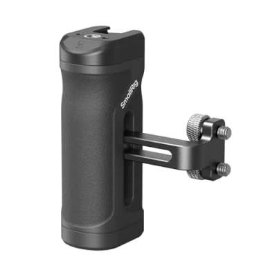 Abbildung von SMALLRIG Mini Seitengriff Side Handle für 1/4&quot; 20 Gewindelöcher, Kamerakäfiggriff, nach Oben und unten verstellbar, ergonomischer Kameragriff mit integriertem Blitzschuh Gewindeloch 4755