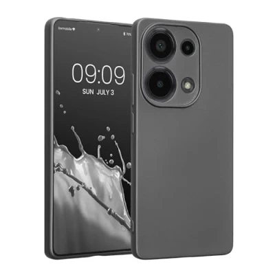 Abbildung von kwmobile Handyhülle kompatibel mit Xiaomi Redmi Note 13 Pro 4G Hülle weiche Silikon Case metallisch schimmernd in Metallic Grau
