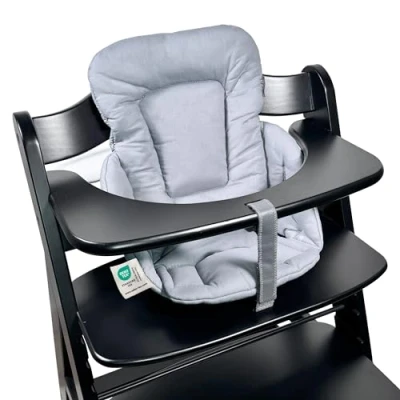 Abbildung von LaLoona Sitzverkleinerer für Hochstuhl Hauck Alpha/Beta Baby Sitzpolster beschichtet &amp; abwaschbar, OEKO TEX Standard 100 geprüft, maschinenwaschbar Grau