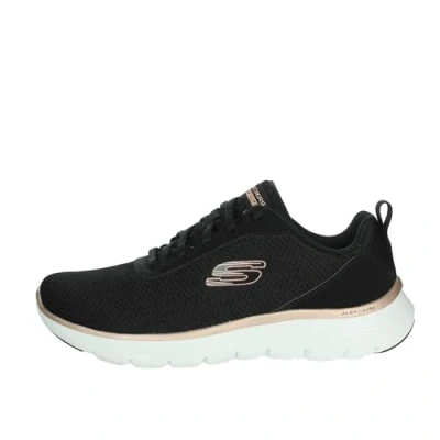 Abbildung von Skechers Damen Flex Appeal 5.0 Uptake Sneakers, Schwarzes Netzgewebe Mit Rotgoldenem Rand, 37 EU