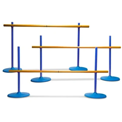 Abbildung von BS Toys hürden Spiele Hindernisse für kinder zum Springen Parkour draußen eignet sich Indoor und Outdoor ab 6 jahre leichtathletik Verstellbar Blau 102 x 2 56 cm