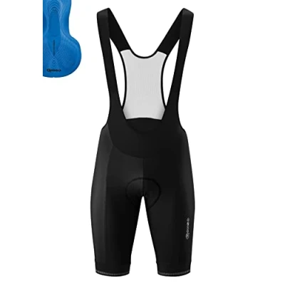 Abbildung von Gonso Sitivo Bib, Kurze Herren Träger Radhose, Mit Blue Comfort Sitzpolster, Hohe Bewegungselastizität und Antirutsch Silikon Beingummi, Enganliegende Passform, Schwarz/Blau, Gr. XXL