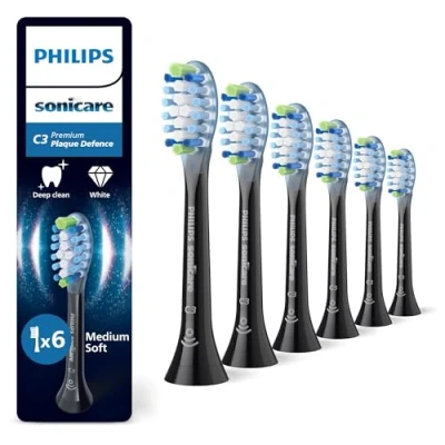 Abbildung von Philips Sonicare C3 Premium Plaque Defense, Original Ersatzbürstenköpfe, Schwarz, 6er Pack, HX9046/88