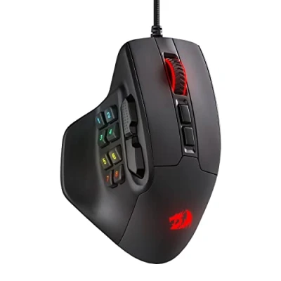 Abbildung von Redragon M811 Aatrox MMO Gaming Maus, 15 programmierbare Tasten kabelgebundene RGB Gamer Maus mit ergonomischem Griff, 10 seitliche Makrotasten, Software unterstützt &amp; Hintergrundbeleuchtung