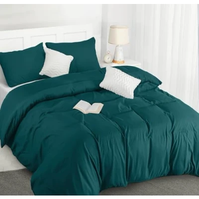 Abbildung von Utopia Bedding Bettwäsche 200x200 Set Mikrofaser Bettbezug cm + 2 Kissenbezüge 50x75 Blaugrün