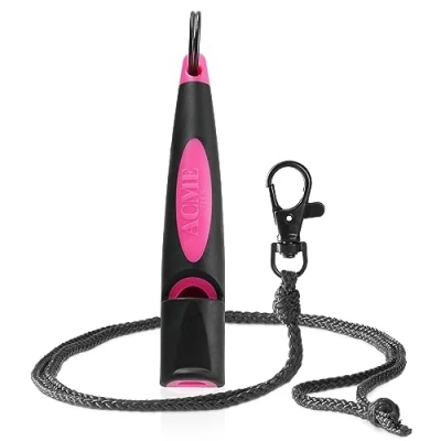 Abbildung von ACME Hundepfeife No. 211,5 (Update 2023) mit GRATIS Pfeifenband in matt schwarz Alpha Ideal für den Rückruf Große Reichweite Frequenzstandardisiert (Black/DG Pink)