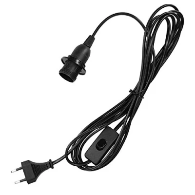 Abbildung von kwmobile E14 Lampenfassung mit Schalter Fassung Schwarz 3,5m Netzkabel Schraubring E 14 Lampenaufhängung für Deckenlampe Pendelleuchte