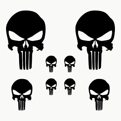 Abbildung von AUTODOMY Schädel Skull Geschmolzen Aufkleber Paket 8 Stück Punisher für Auto oder Motorrad (Schwarz)