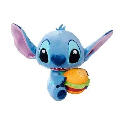 Abbildung von Disney Stitch mit Burger, 25cm Plüschfigur, ab den ersten Lebensmonaten geeignet