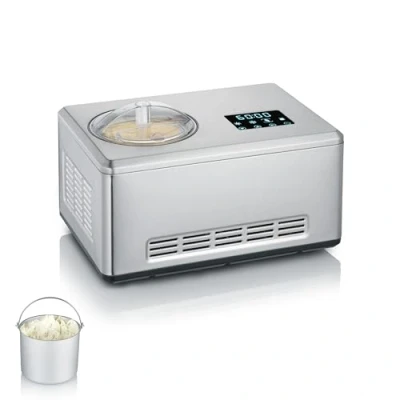 Abbildung von SEVERIN 2 in 1 Eismaschine mit Joghurtfunktion, Kompressor für Eis, Sorbet und Frozen Joghurt, Joghurtbereiter &quot;warm &amp; cold&quot; Funktion, Edelstahl gebürstet, EZ 7405