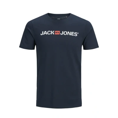 Abbildung von Jack &amp; Jones LOGO TEE SS CREW NECK Tshirt print, Herren, Größe: Large, Dark blue denim