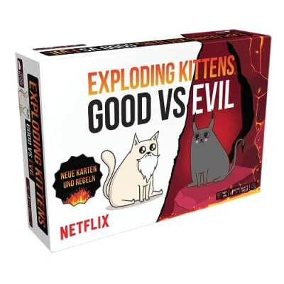 Abbildung von Exploding Kittens, Kittens Good vs Evil, Partyspiel, Kartenspiel, 2 5 Spieler, Ab 7+ Jahren, 15 Minuten, Deutsch, Mehrfarbig, Bunt