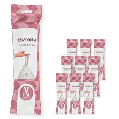 Abbildung von Brabantia Müllbeutel PerfectFit Multipack (Code V 2L / 3L) Extra Starke Müllsäcke mit Zugband, 10 rollen (200 Müllbeutel)