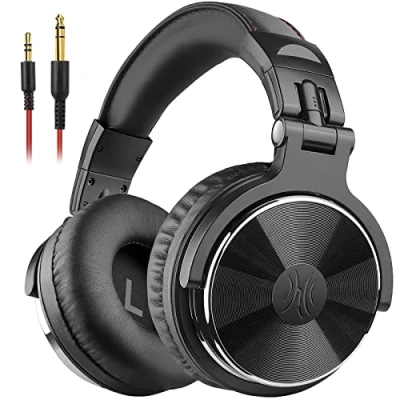 Abbildung von OneOdio Over Ear Kopfhörer mit Kabel, 50mm Treiber, Bassklang, 6.35 &amp; 3.5mm Klinke, Share Port, Geschlossene DJ Headphones für Studio, Podcast, Monitor, Handy, PC, MP3/4 (Pro 10 Schwarz)