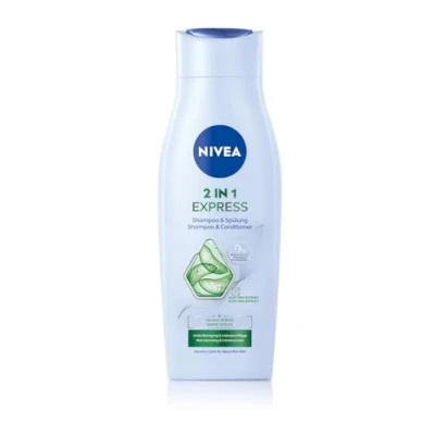 Abbildung von NIVEA 2in1 Express Shampoo &amp; Spülung, intensive Haarpflege mit Aloe Vera und Glanz Serum, Haarshampoo Spülung für Pflege in Expresszeit (400 ml)