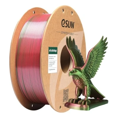 Abbildung von eSUN Silk Dual Color PLA Filament 1.75mm, Co Extrusion Magic 3D Druck Filament, Farbverlauf wechselnd 1KG Spule (2.2 LBS) für Drucker, Rot Grün