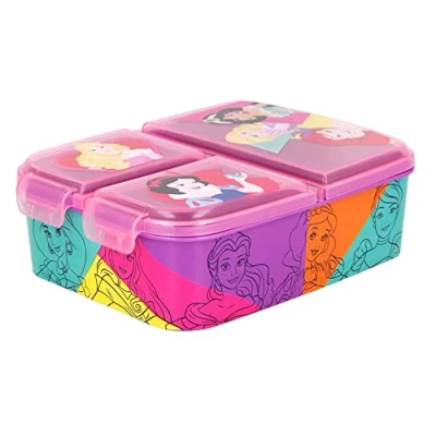 Abbildung von Theonoi Kinder Brotdose Lunchbox Sandwichbox mit Fächern Brotbox Unterteilung Kindergarten BPA frei (Princess)