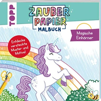 Abbildung von Zauberpapier Malbuch Magische Einhörner: Entdecke versteckte Muster und Motive!