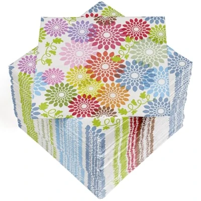 Abbildung von HEKU 100 Servietten, 3 lagig, 33x33cm, Flower Power I Saugstark und praktisch verpackt Ideal für besondere Anlässe