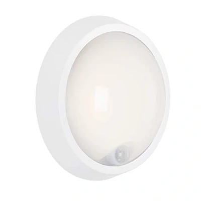 Abbildung von BRILONER Leuchten LED Außenleuchte, Außenwandlampe Bewegungssensor, Außendeckenlampe inkl. Dämmerungssensor, Badlampe 12 Watt, 1.150 Lumen, 4.000 Kelvin, Weiß, Rund, Ø 17cm