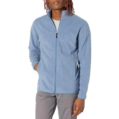 Abbildung von Amazon Essentials Herren Fleecejacke mit durchgehendem Reißverschluss (in Big und Tall erhältlich), Blau Heide, L