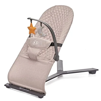 Abbildung von Kinderkraft Babywippe MIMI, Spielbügel mit 2 Spielzeuge, verstellbare Rückenlehne, Weiches Material, Minimalistische Skandinavisches Design, Zusammenklappbar, Beige