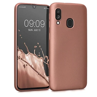 Abbildung von kwmobile Case kompatibel mit Samsung Galaxy A40 Hülle Schutzhülle aus Silikon metallisch schimmernd Handyhülle Metallic Bronze