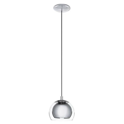 Abbildung von EGLO Pendelleuchte Rocamar, 1 flammige Hängelampe modern, Hängeleuchte aus Metall in Chrom und Glas Klar, Esstischlampe, Wohnzimmerlampe hängend mit E27 Fassung