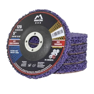 Abbildung von Merryland CSD Scheibe 125 Farbe Rost für Winkelschleifer, 125mm Lila Reinigungsscheibe Entroster Metall Edelstahl Stahl Grobreinigungsscheibe Grobschleifscheibe 5 Stück, Bravo Line SB208114 05