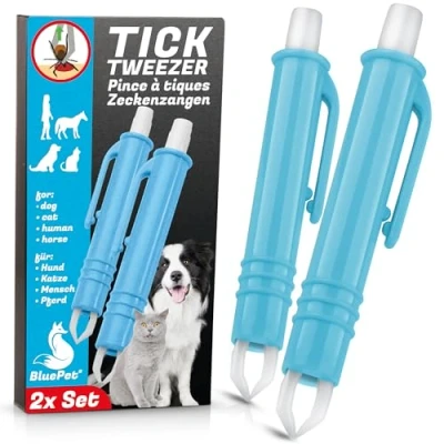 Abbildung von BluePet 2X Automatische Zeckenzange Zuverlässige Zeckenpinzette Für Hunde, Katzen, Pferde Und Menschen Perfekt Jedes Zeckennotfallset