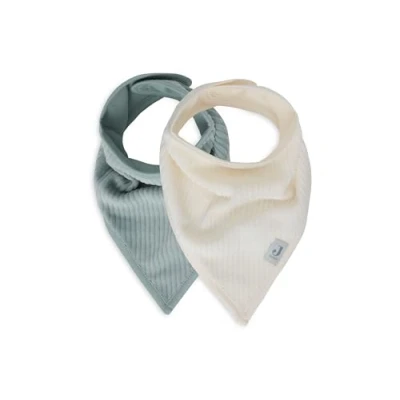 Abbildung von Jollein Sabberlätzchen Baby Bandana Velvet Rib, Sea Green/Ivory 2er Pack Baumwolle, Polyester Mit Klettverschluss Babylatz Lätzchen