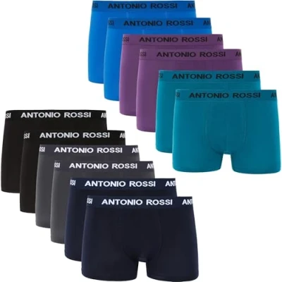 Abbildung von ANTONIO ROSSI Herren (12er pack) Boxer hipster Fitted Hipsters, Schwarz, Blau, Grau, Grün, M EU
