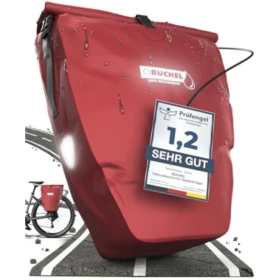 Abbildung von Büchel fahrradtasche für Gepäckträger I 25.4 L 100% Wasserdicht mit Tragegriff und Schultergurt gepäckträger, gepäckträgertasche, fahrrad taschen hinten