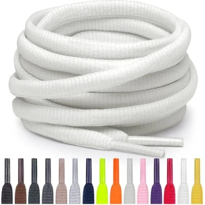 Abbildung von Miscly Schnürsenkel Oval, Reißfest für Sportschuhe, Sneaker und Laufschuhe 100% Polyester Ø 6mm (114 cm, Cremeweiß)